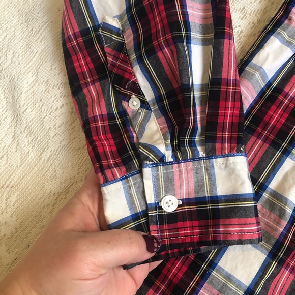 J. Crew factory ruffle color plaid tartan top - Picture 4 of 10